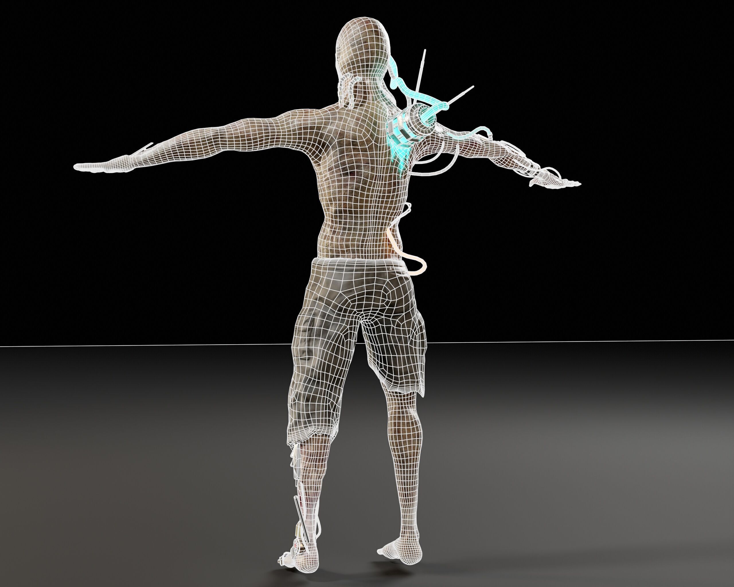 Sci-Fi Character - Zombie Cyborg Low-poly 3D model_11