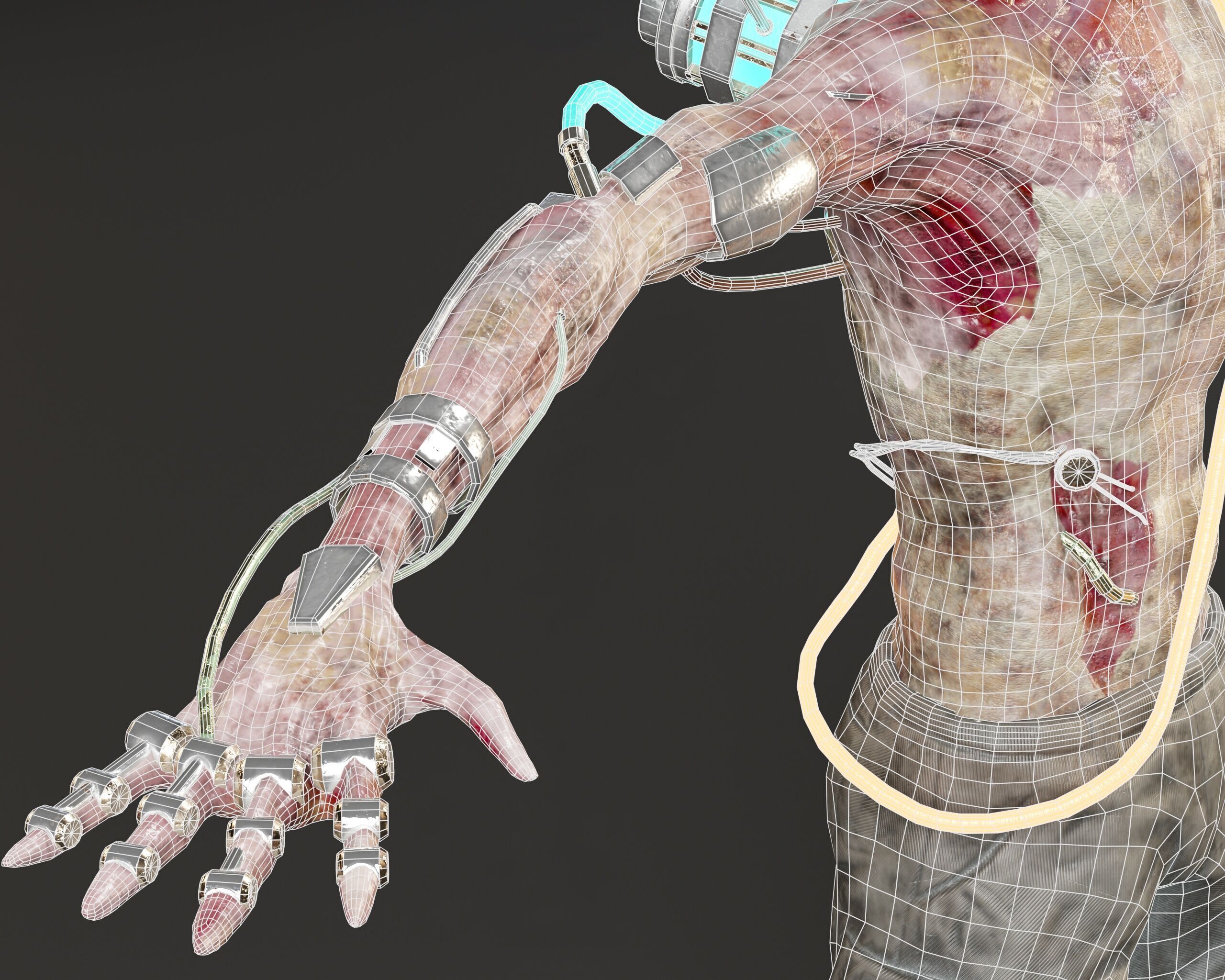 Sci-Fi Character - Zombie Cyborg Low-poly 3D model_19