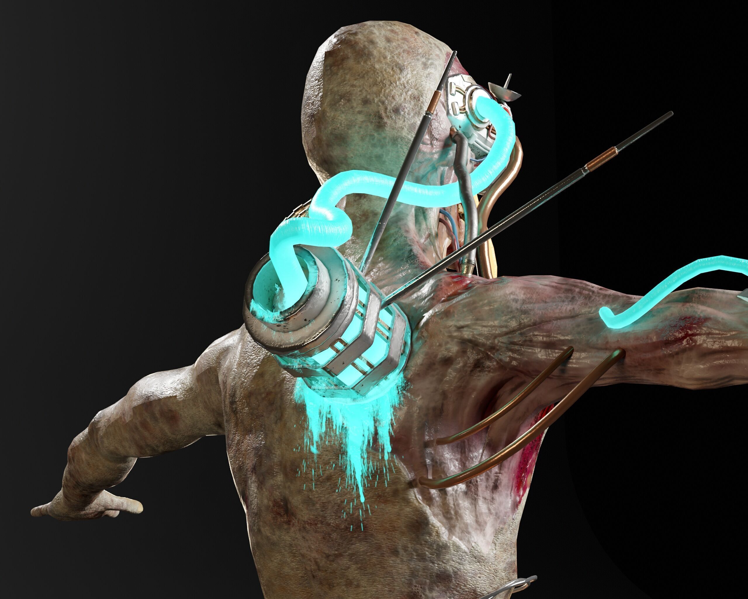 Sci-Fi Character - Zombie Cyborg Low-poly 3D model_20