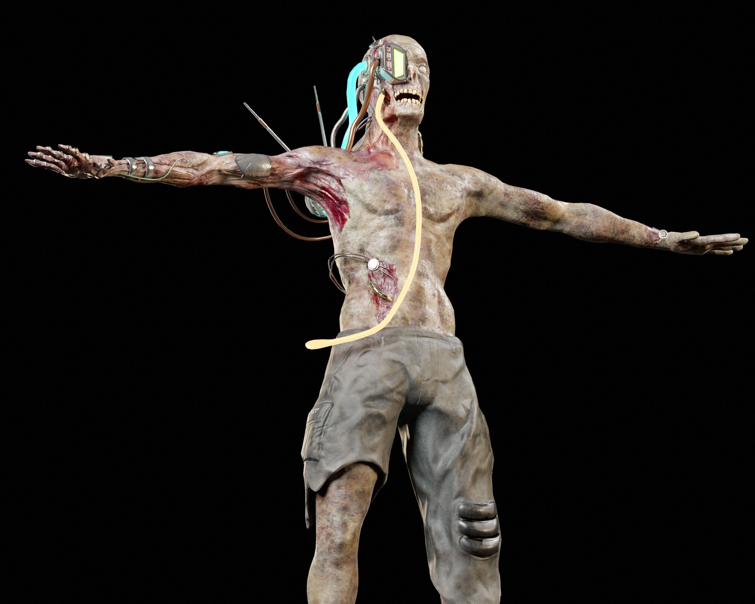 Sci-Fi Character - Zombie Cyborg Low-poly 3D model_12