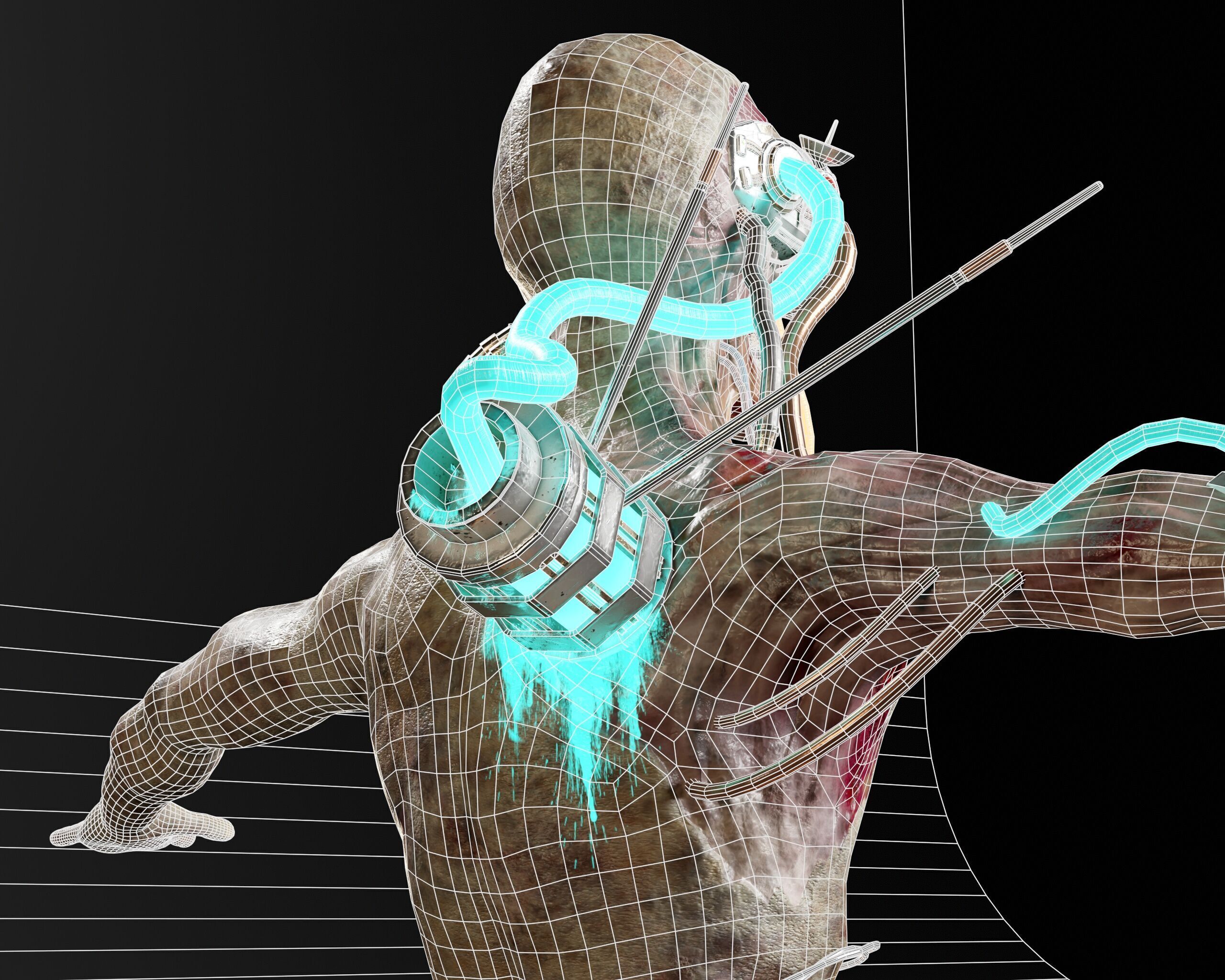 Sci-Fi Character - Zombie Cyborg Low-poly 3D model_21