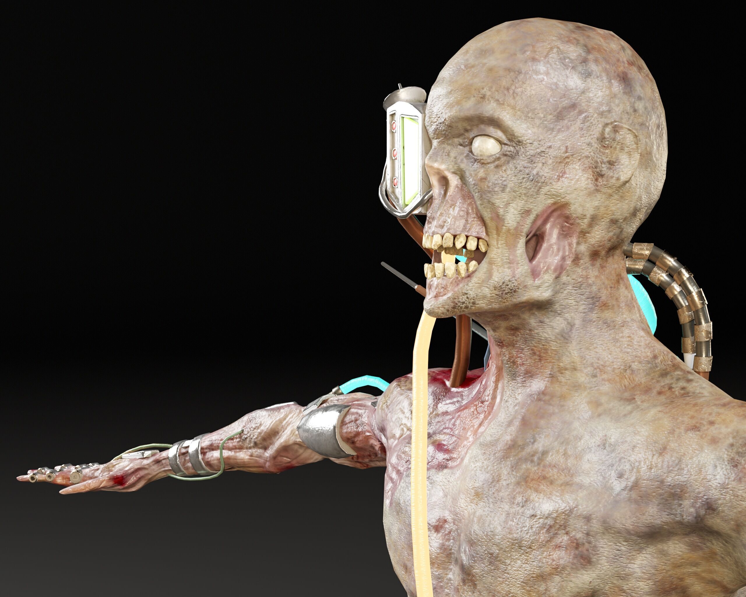 Sci-Fi Character - Zombie Cyborg Low-poly 3D model_16