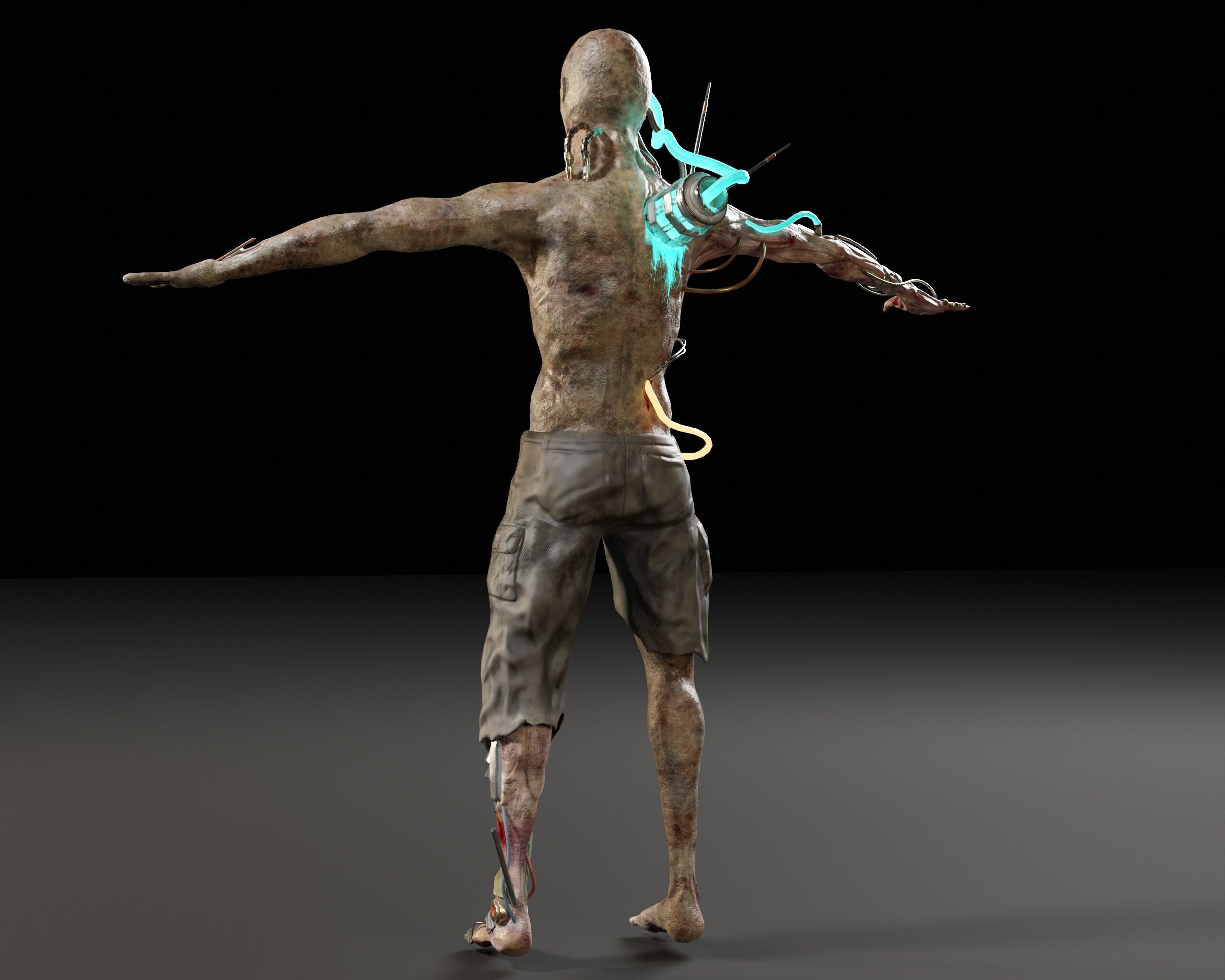 Sci-Fi Character - Zombie Cyborg Low-poly 3D model_10