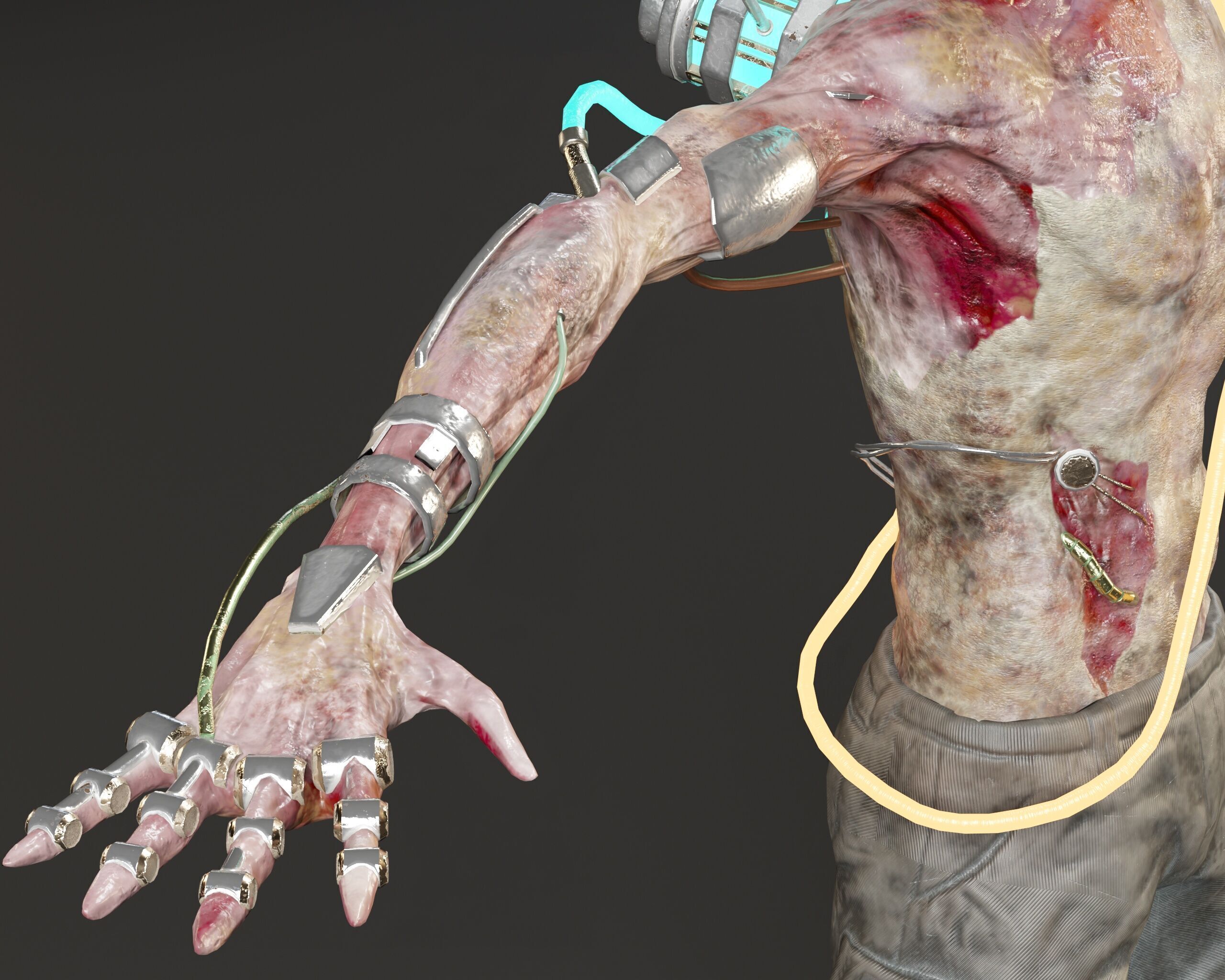 Sci-Fi Character - Zombie Cyborg Low-poly 3D model_18