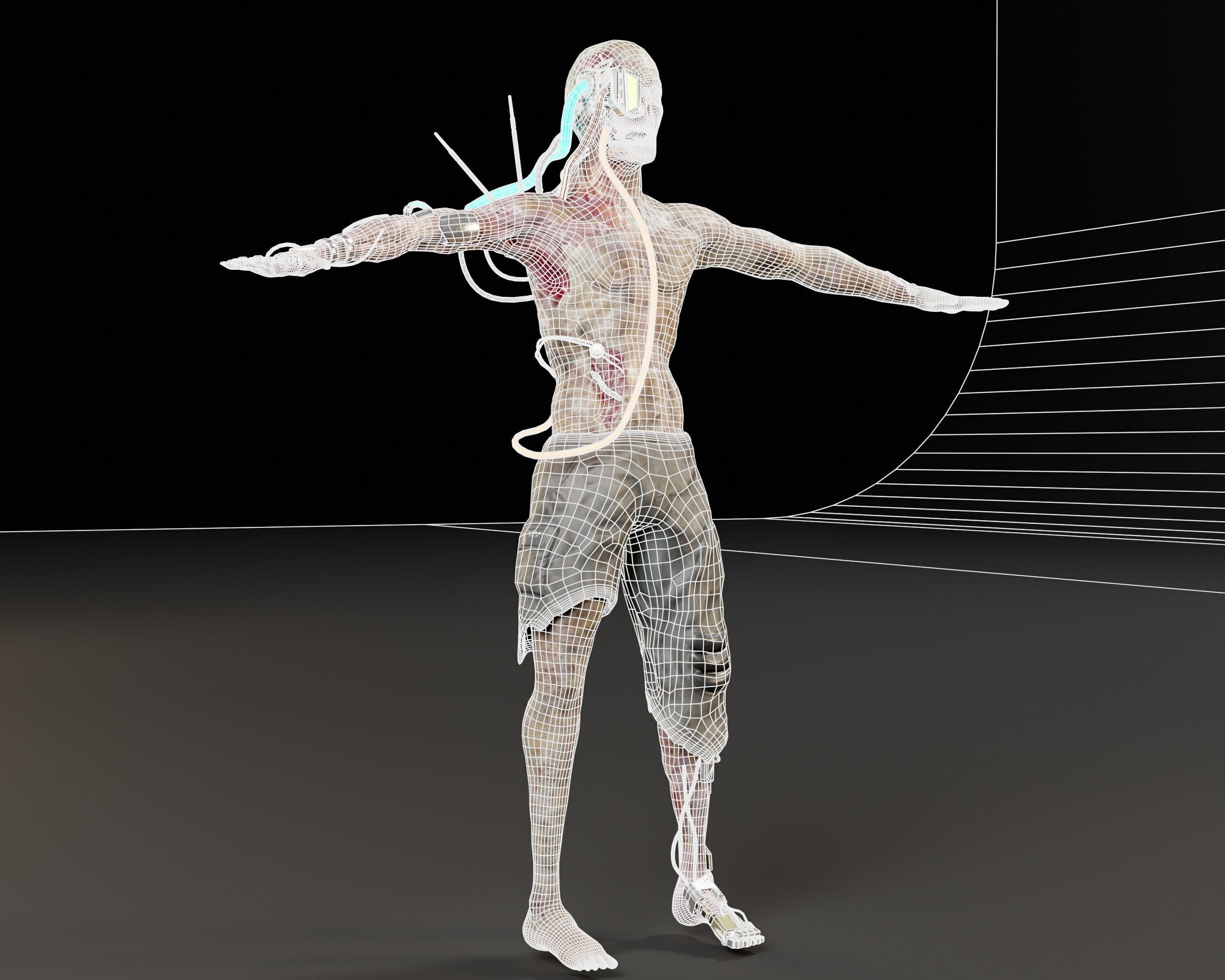 Sci-Fi Character - Zombie Cyborg Low-poly 3D model_5