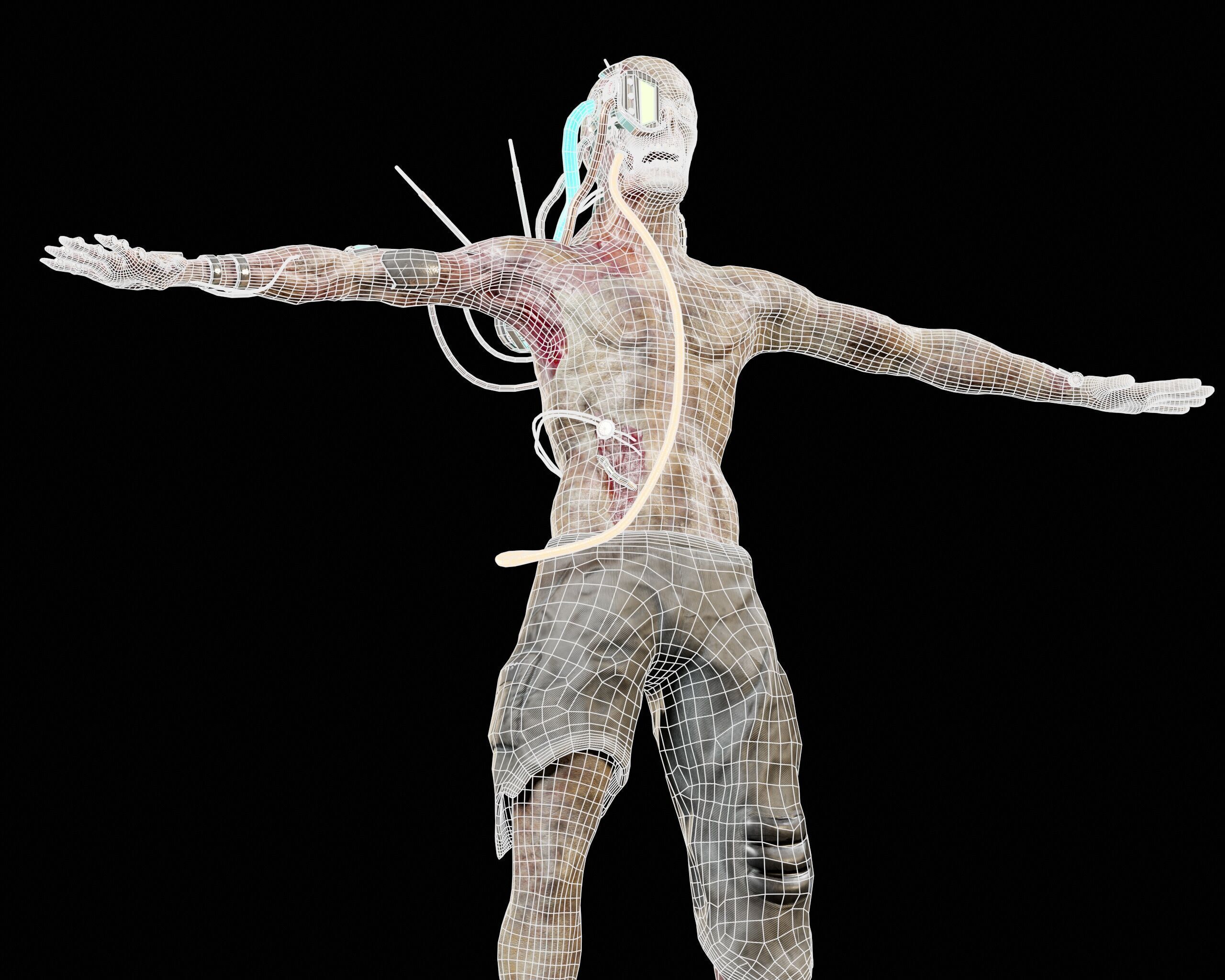 Sci-Fi Character - Zombie Cyborg Low-poly 3D model_13