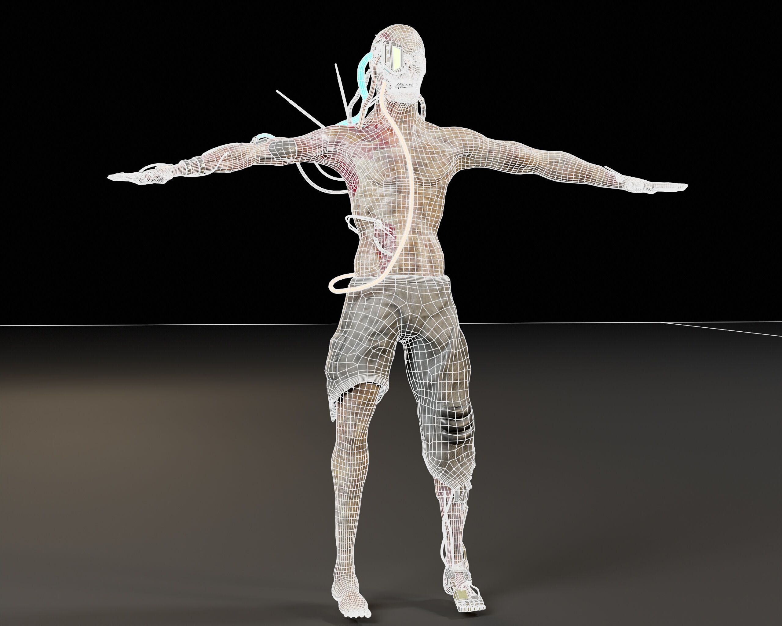Sci-Fi Character - Zombie Cyborg Low-poly 3D model_3