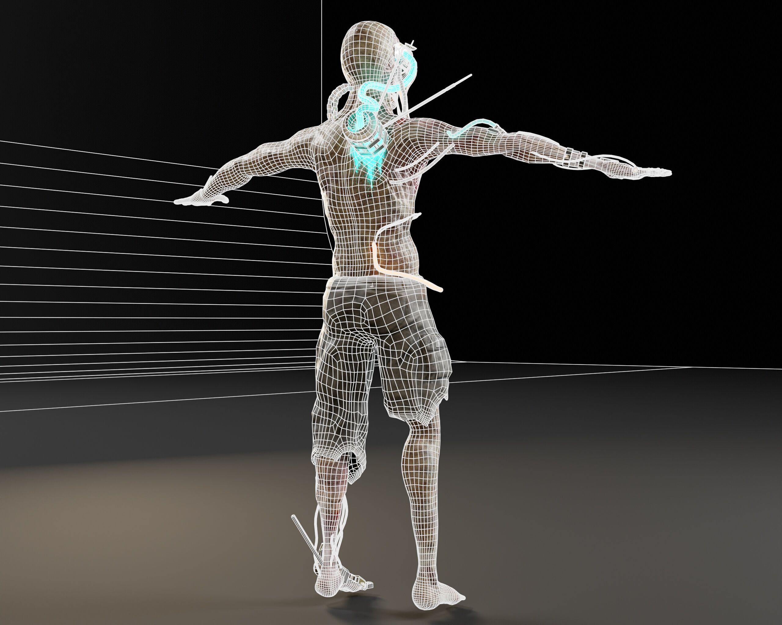 Sci-Fi Character - Zombie Cyborg Low-poly 3D model_9