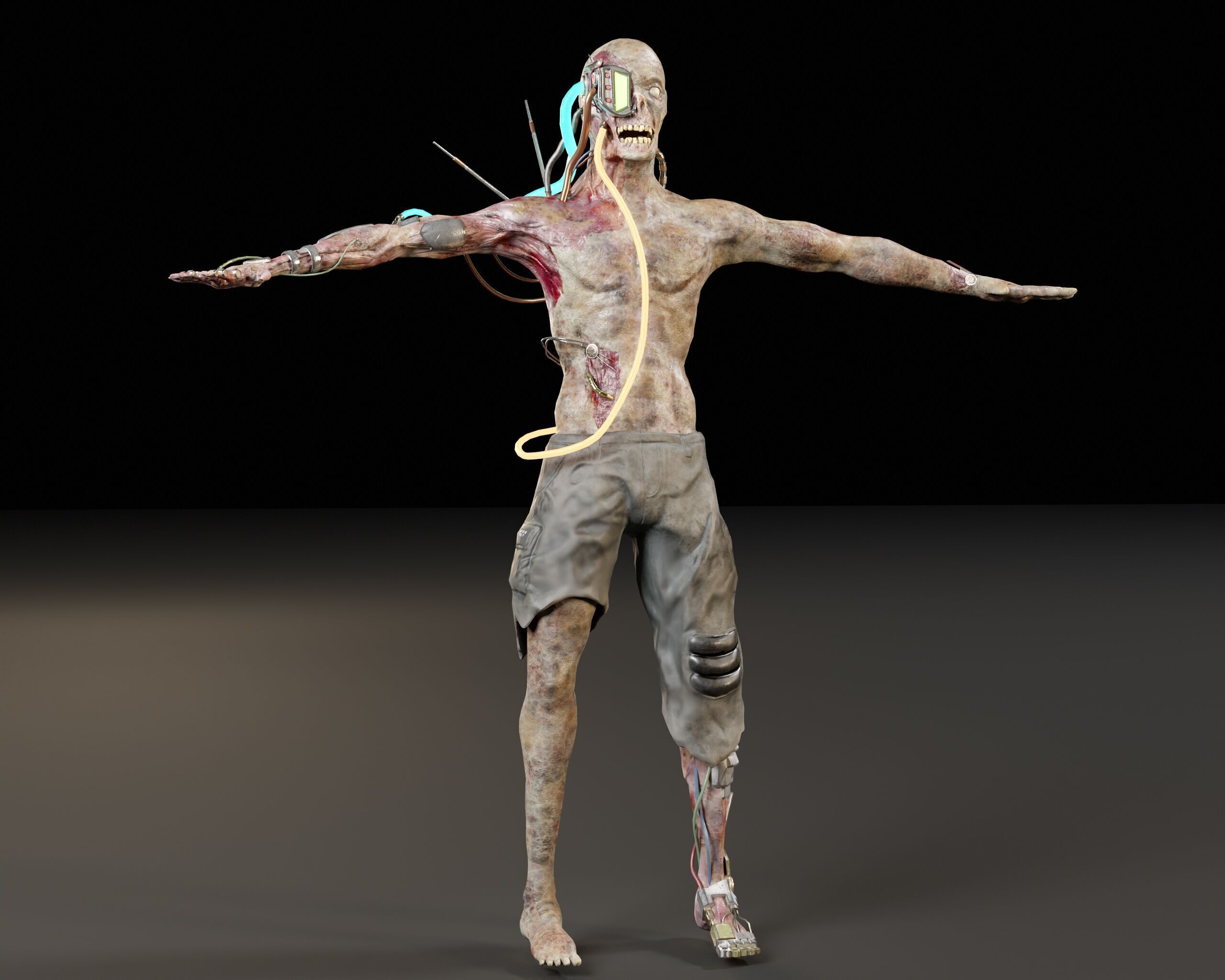 Sci-Fi Character - Zombie Cyborg Low-poly 3D model_2
