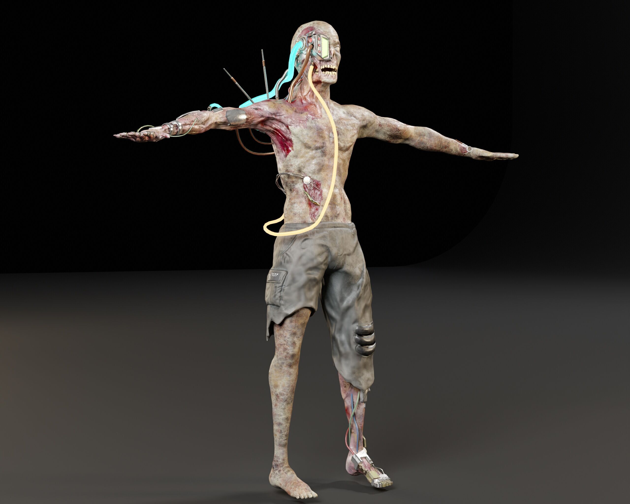 Sci-Fi Character - Zombie Cyborg Low-poly 3D model_4
