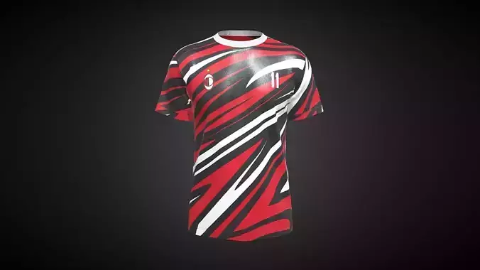 Soccer Red Print Jersey-11 V2 In Low Poly