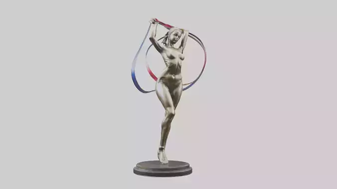 Gymnast with Ribbon statue model Low-poly 3D model