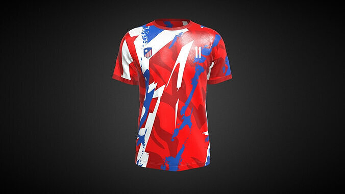 Soccer Red Print Jersey-11 In Low Poly Low-poly 3D model