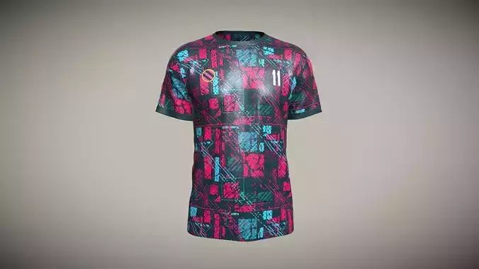 Soccer Red Printed Jersey-11 In Low Poly