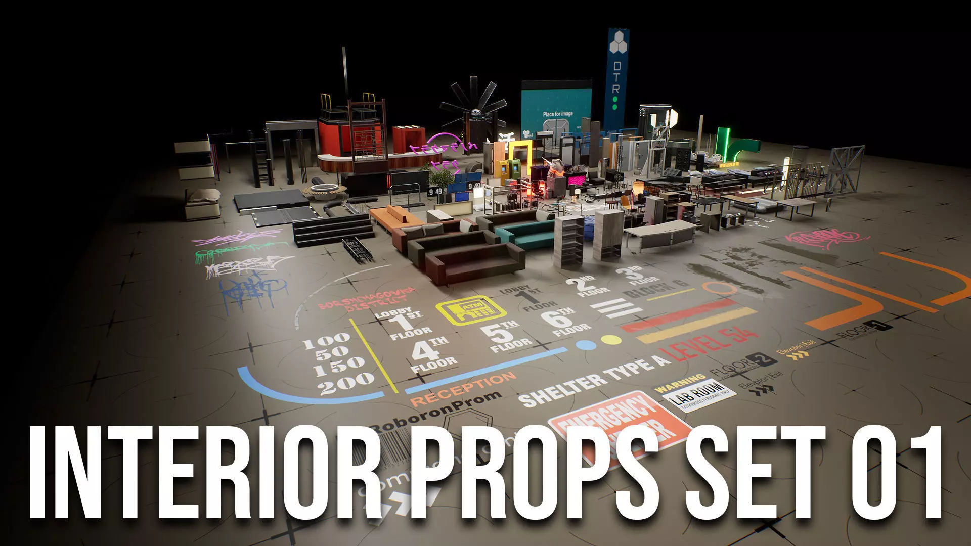 Interior Props Set 01 Low-poly 3D model_0