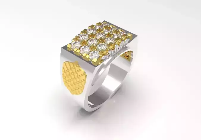 Two-tone goldMan ring with diamond model mr0079 3D print model