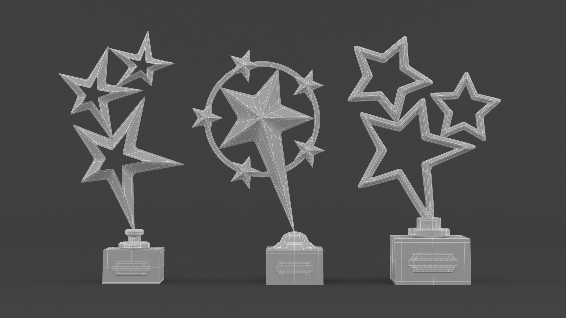 Gold Trophy Cups 3D model_7