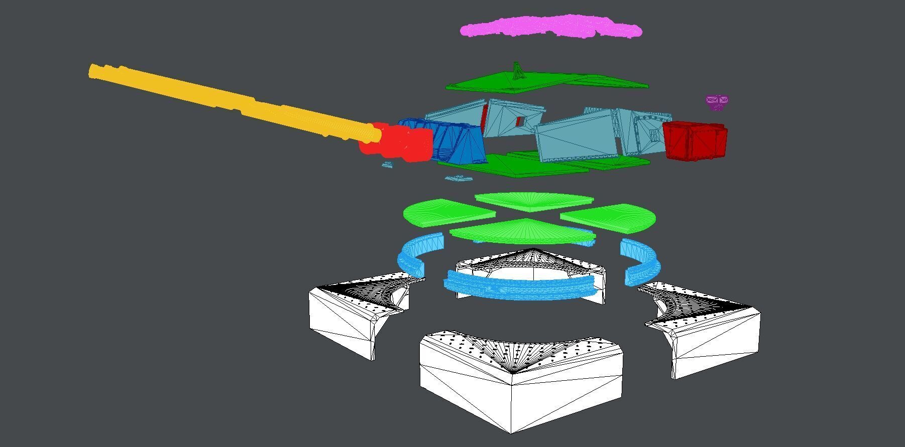 Italian 381-50 triple turret - Commercial version - 1-72 scale 3D print model_17