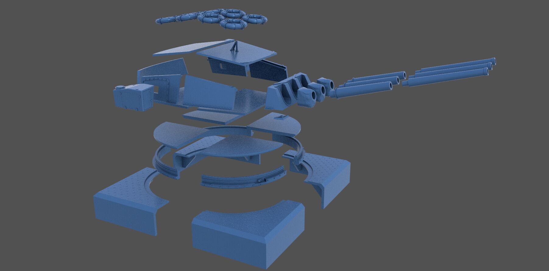 Italian 381-50 triple turret - Commercial version - 1-72 scale 3D print model_11