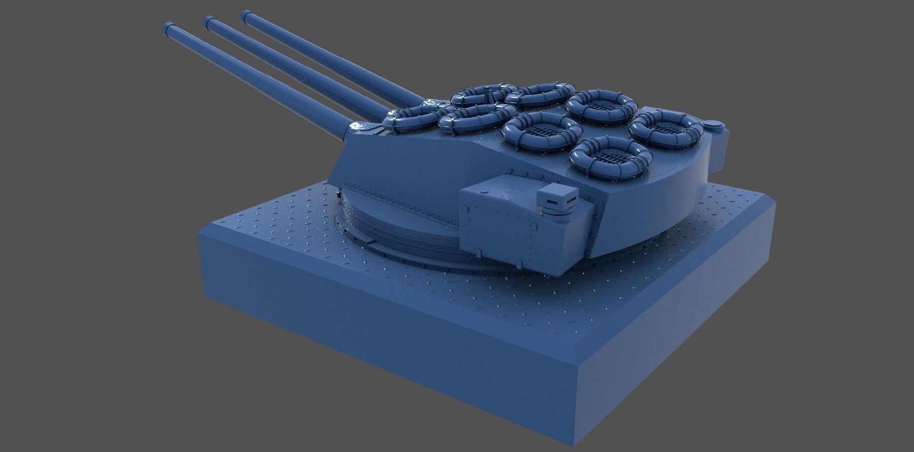 Italian 381-50 triple turret - Commercial version - 1-72 scale 3D print model_5