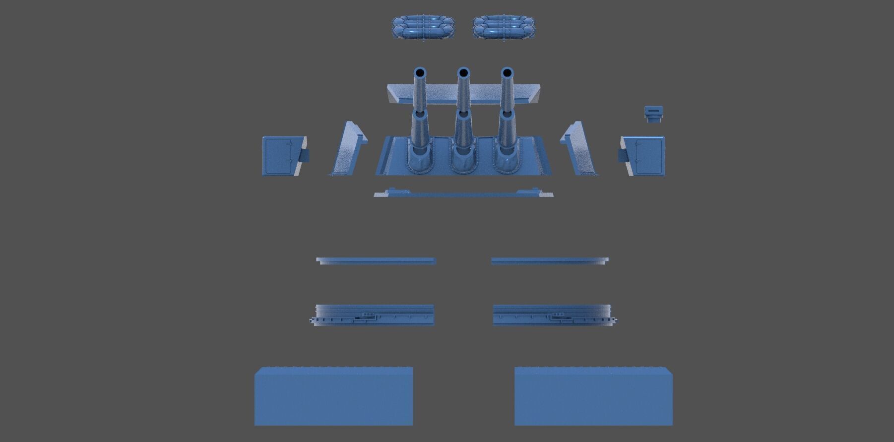 Italian 381-50 triple turret - Commercial version - 1-72 scale 3D print model_15