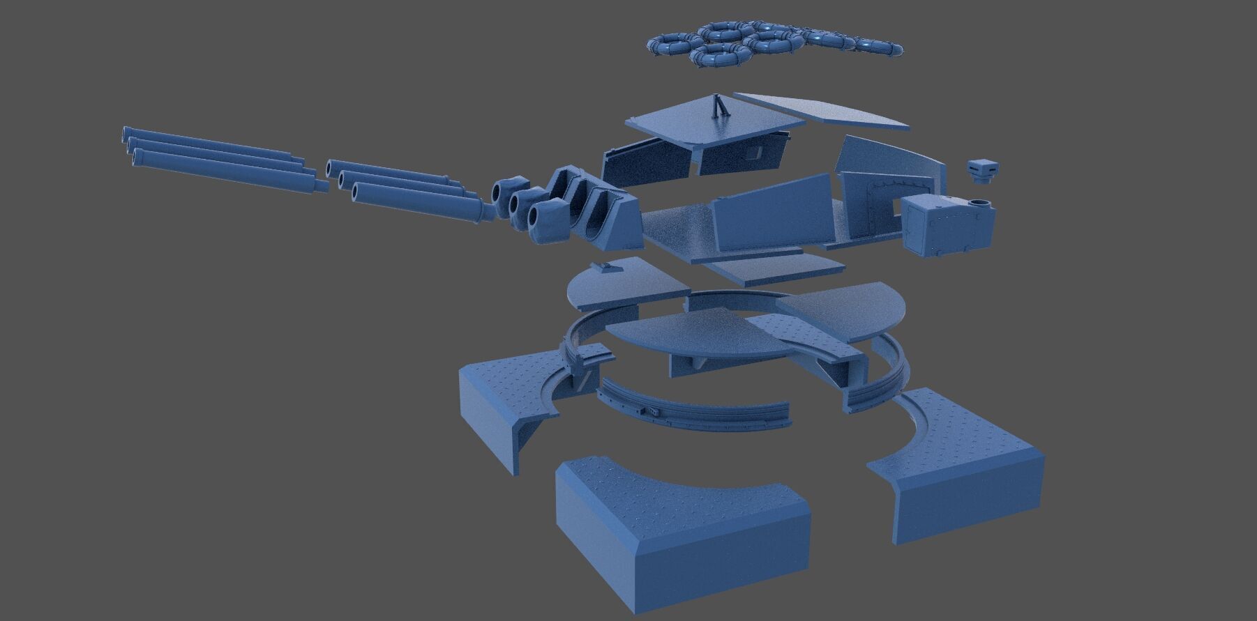 Italian 381-50 triple turret - Commercial version - 1-72 scale 3D print model_10