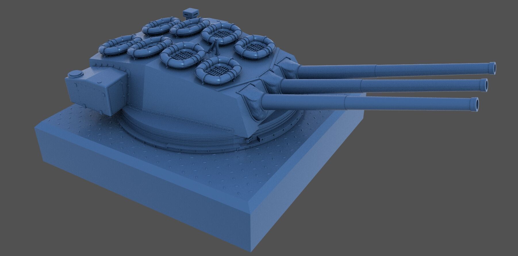 Italian 381-50 triple turret - Commercial version - 1-72 scale 3D print model_3