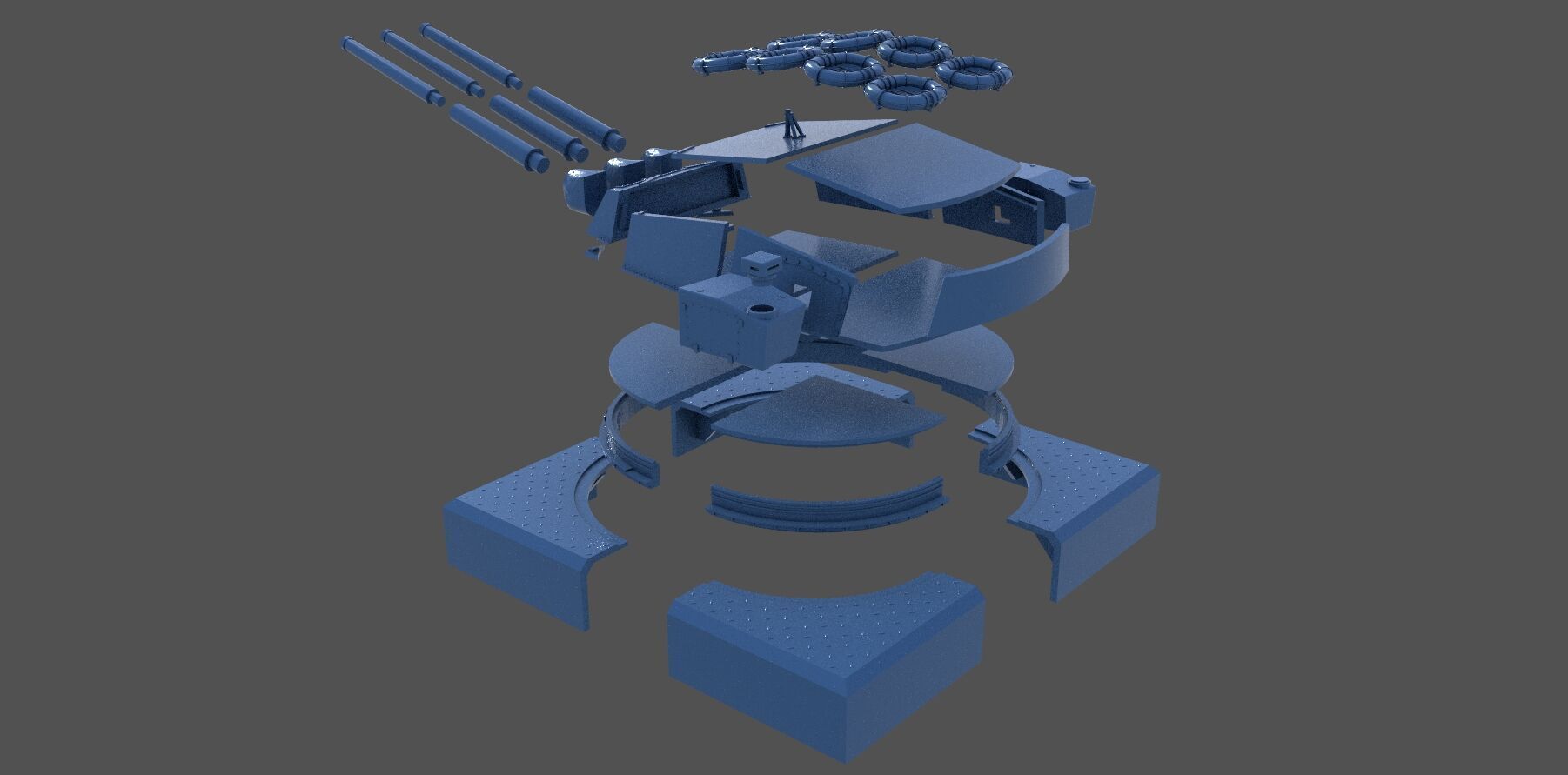 Italian 381-50 triple turret - Commercial version - 1-72 scale 3D print model_13