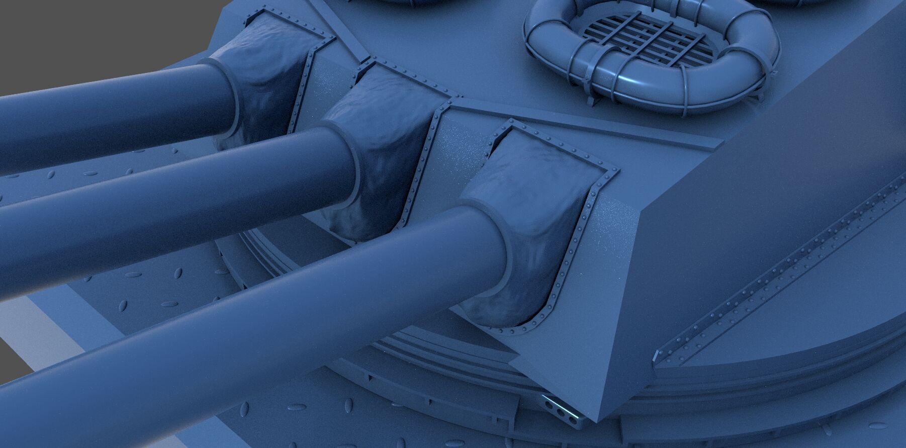 Italian 381-50 triple turret - Commercial version - 1-72 scale 3D print model_6