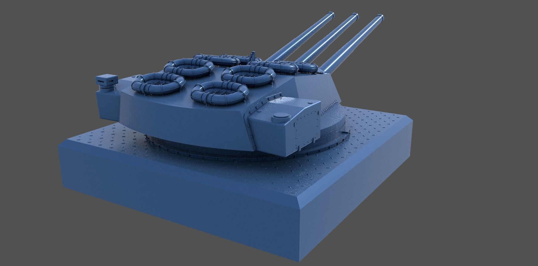 Italian 381-50 triple turret - Commercial version - 1-72 scale 3D print model_4