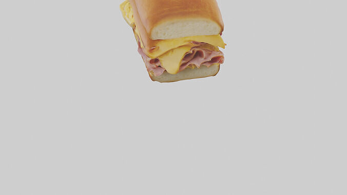 Ham and cheese sandwich model Low-poly 3D model 4