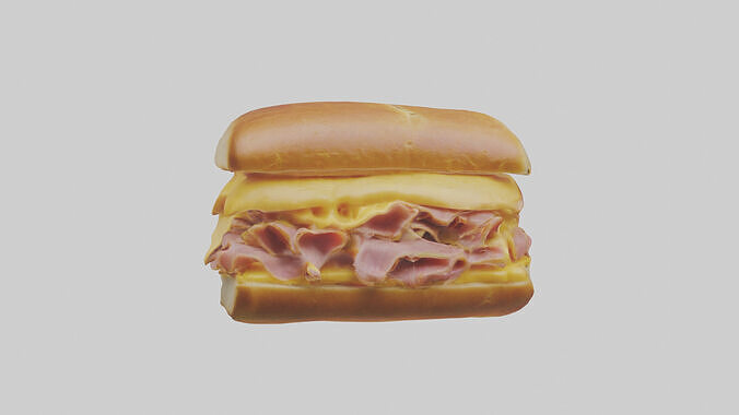 Ham and cheese sandwich model Low-poly 3D model 3