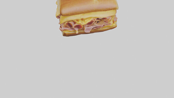 Ham and cheese sandwich model Low-poly 3D model 5