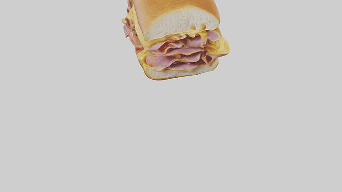 Ham and cheese sandwich model Low-poly 3D model 7