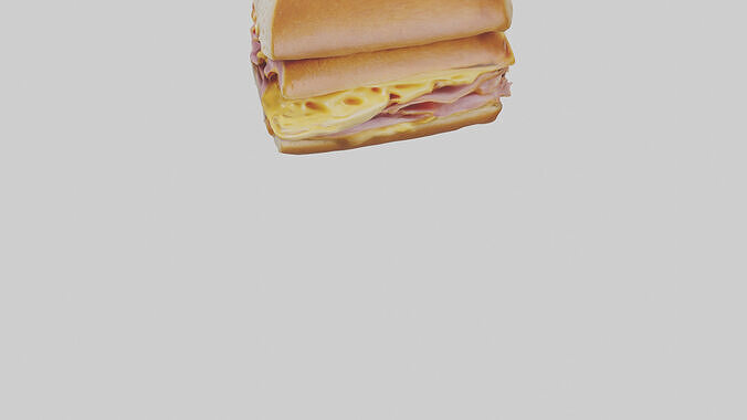 Ham and cheese sandwich model Low-poly 3D model 6