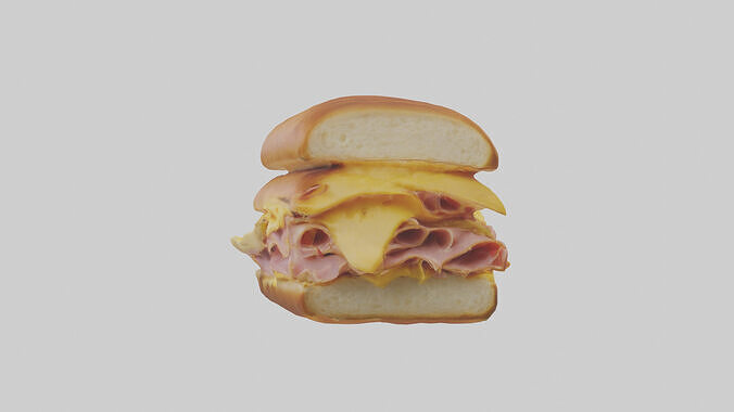 Ham and cheese sandwich model Low-poly 3D model 2