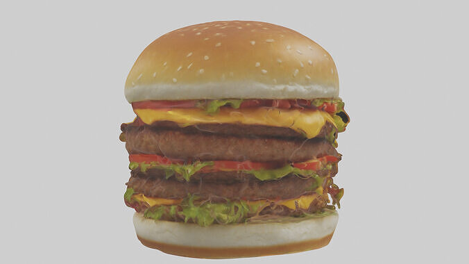 Hamburger model Low-poly 3D model 3