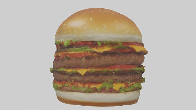 Hamburger model Low-poly 3D model 2