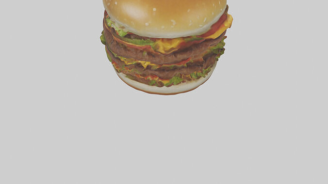 Hamburger model Low-poly 3D model 4