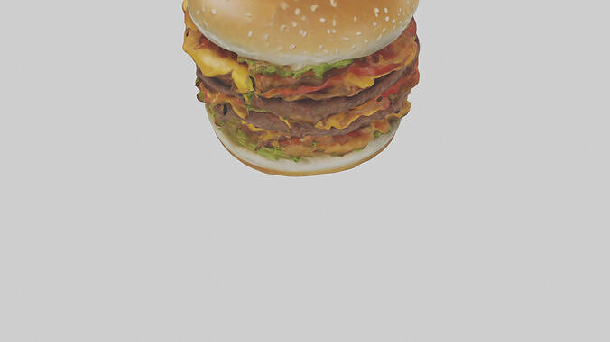 Hamburger model Low-poly 3D model 7
