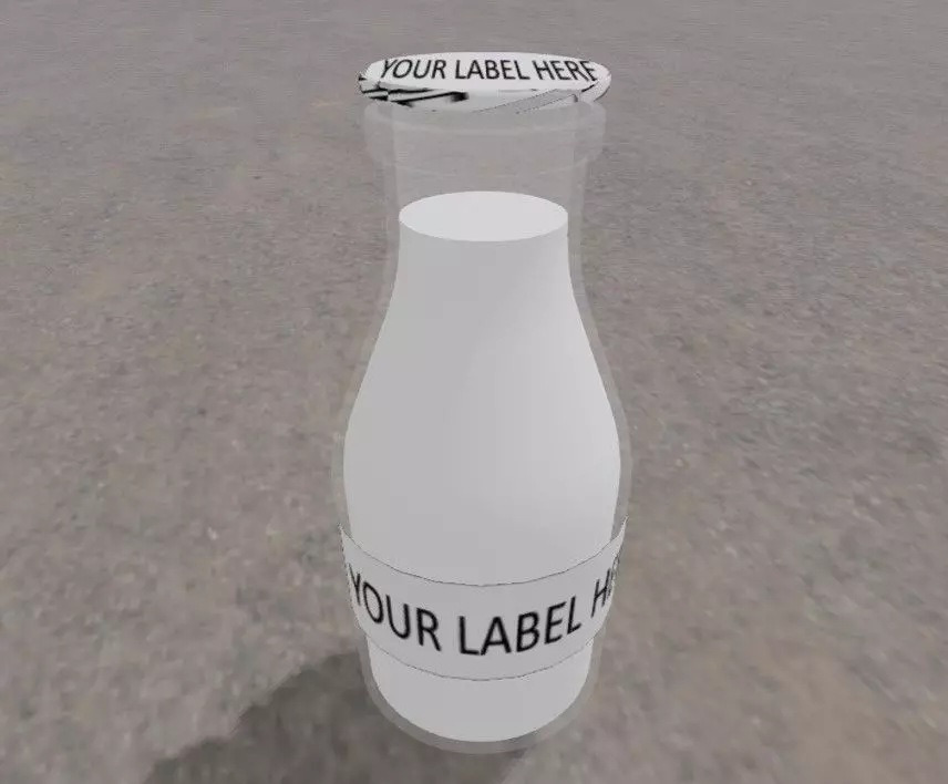 Milk Bottle with label Free low-poly 3D model