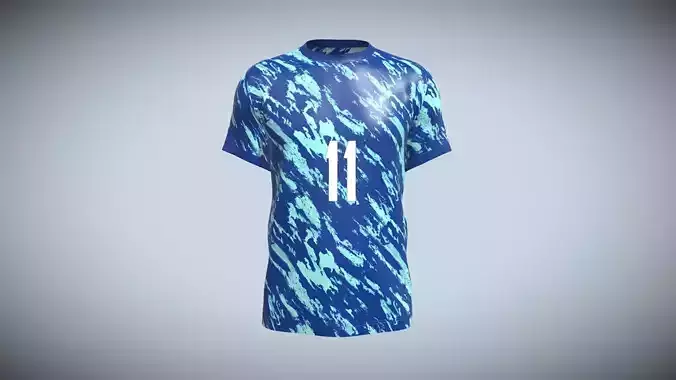 Soccer Sky Blue With Bule Jersey Player-11 In Low Poly