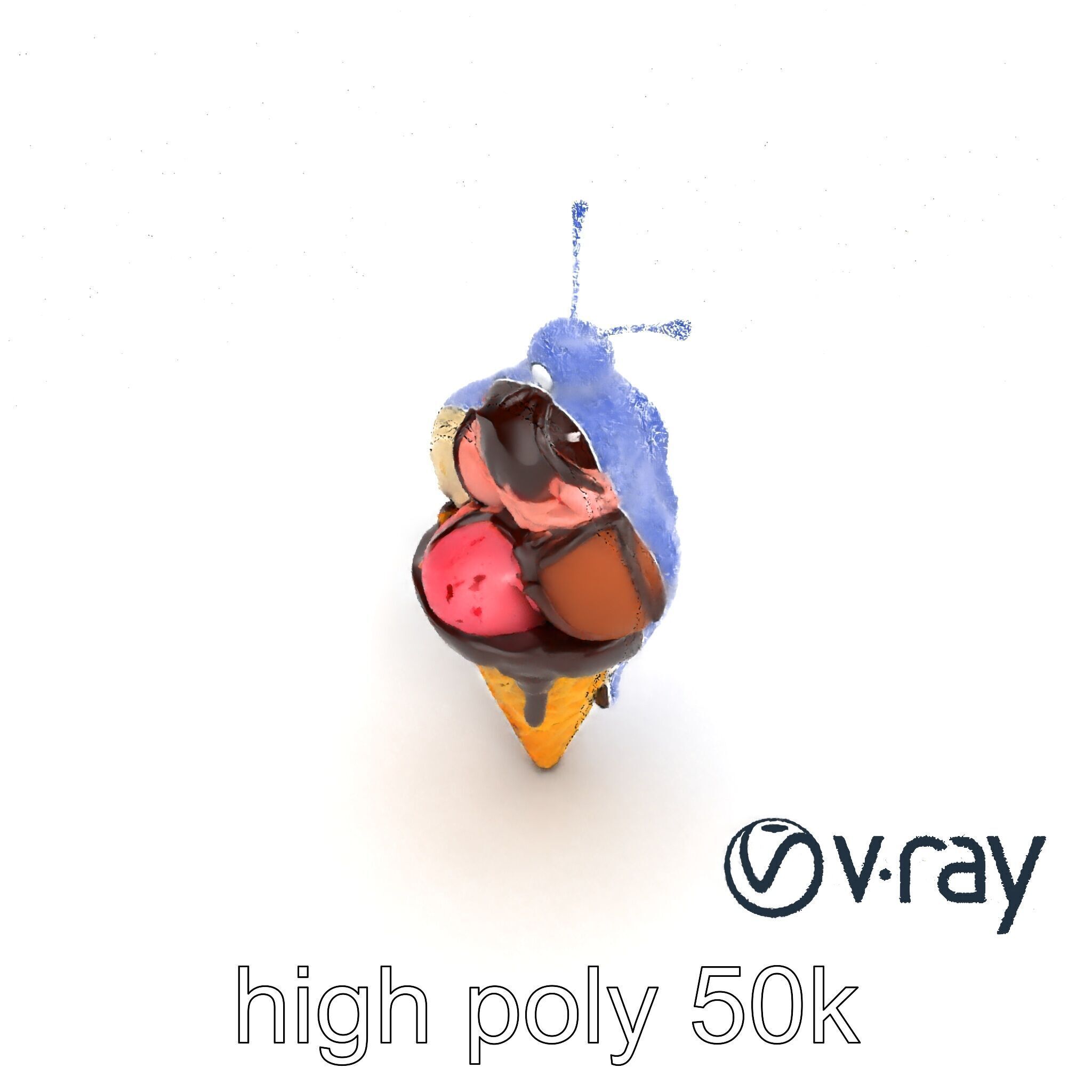 Triple Scoop Ice Cream Cone Model Pack Low-poly 3D model_22