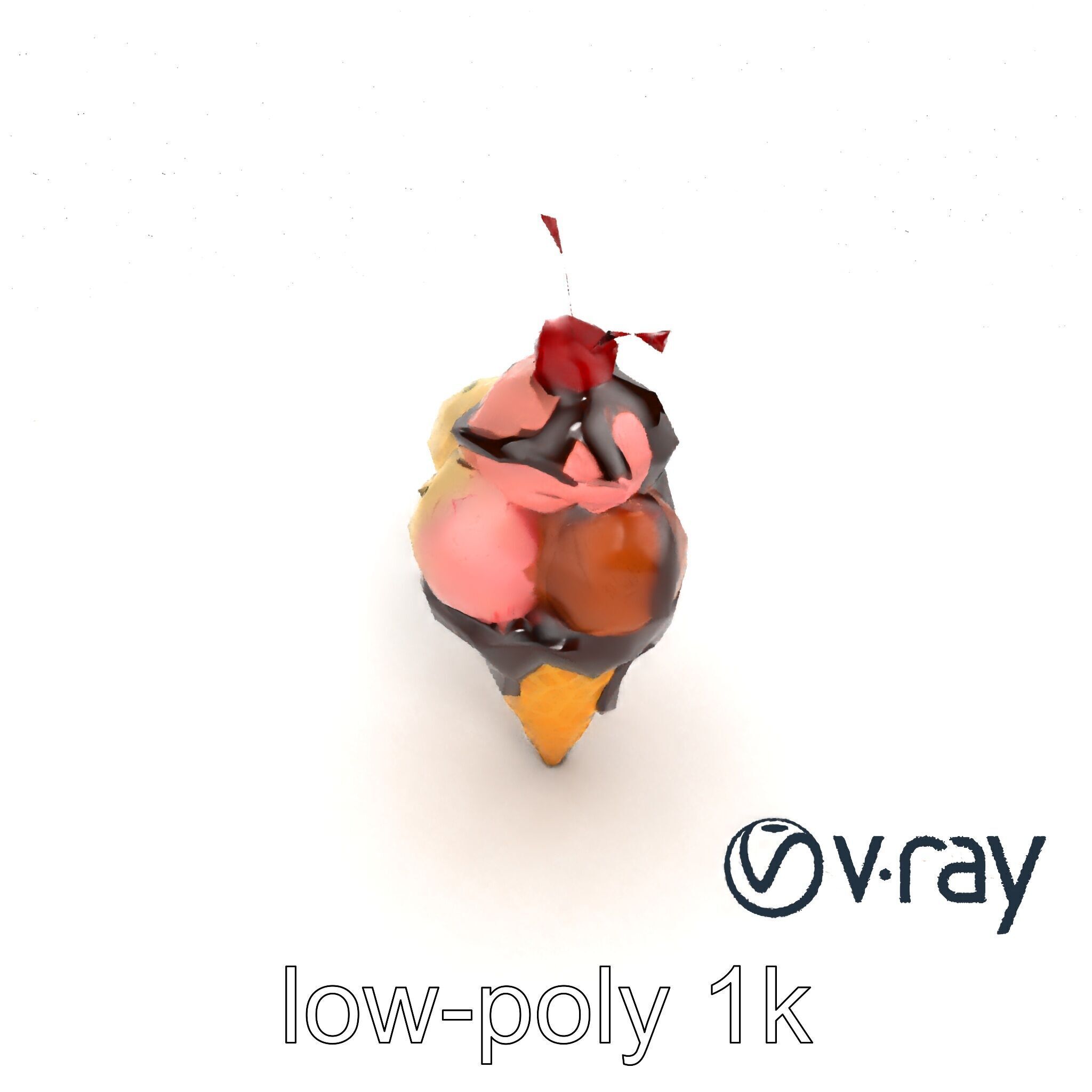 Triple Scoop Ice Cream Cone Model Pack Low-poly 3D model_21