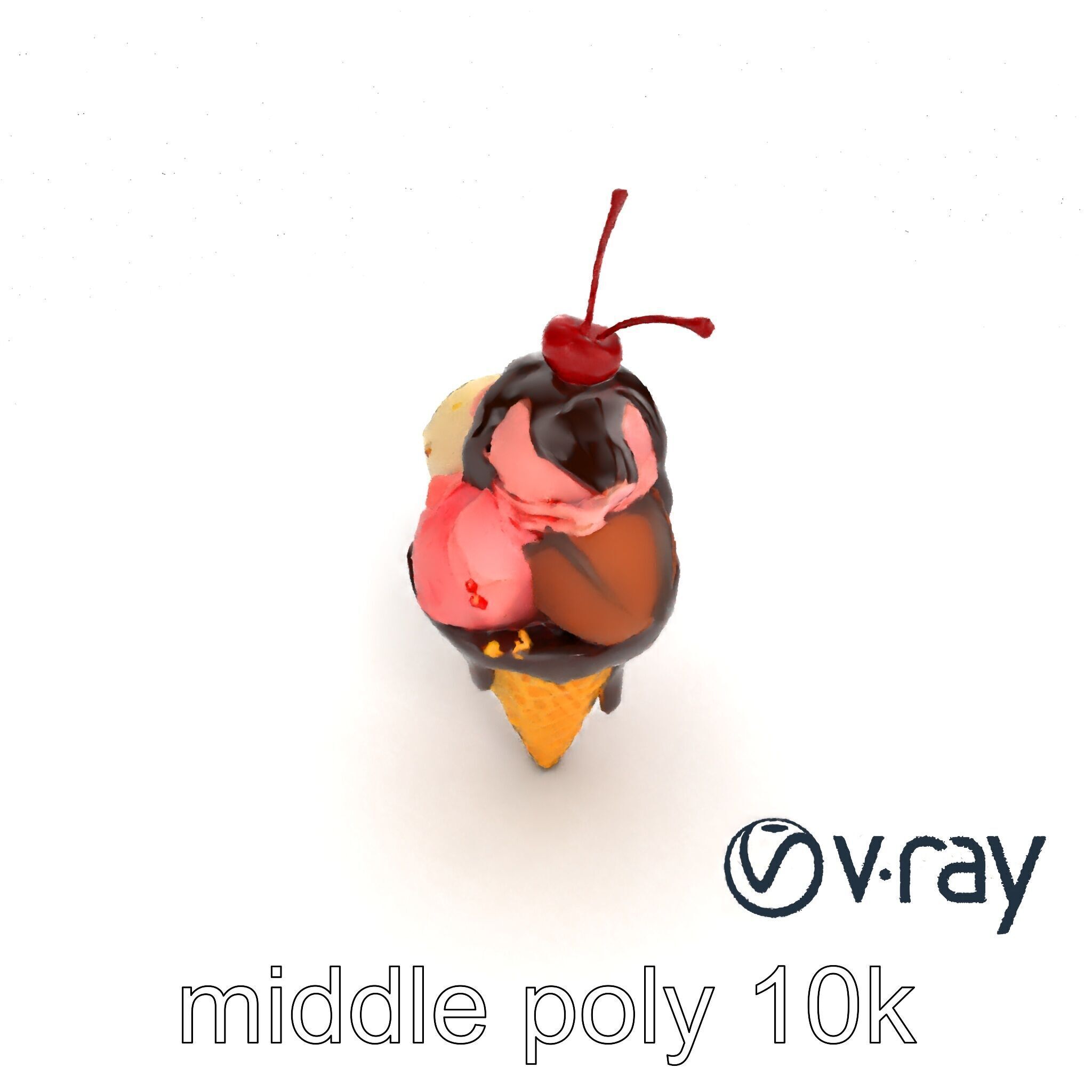 Triple Scoop Ice Cream Cone Model Pack Low-poly 3D model_24