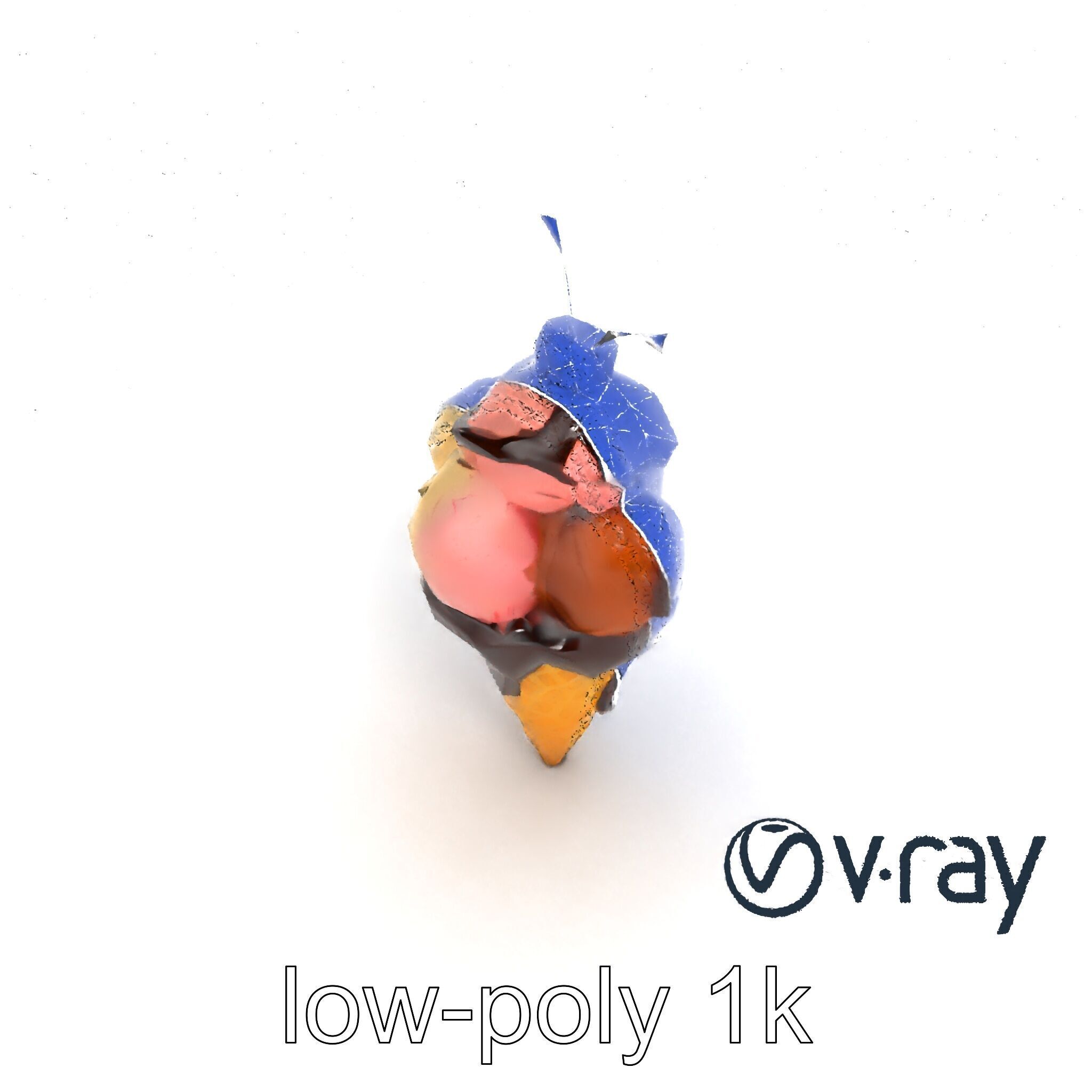 Triple Scoop Ice Cream Cone Model Pack Low-poly 3D model_26