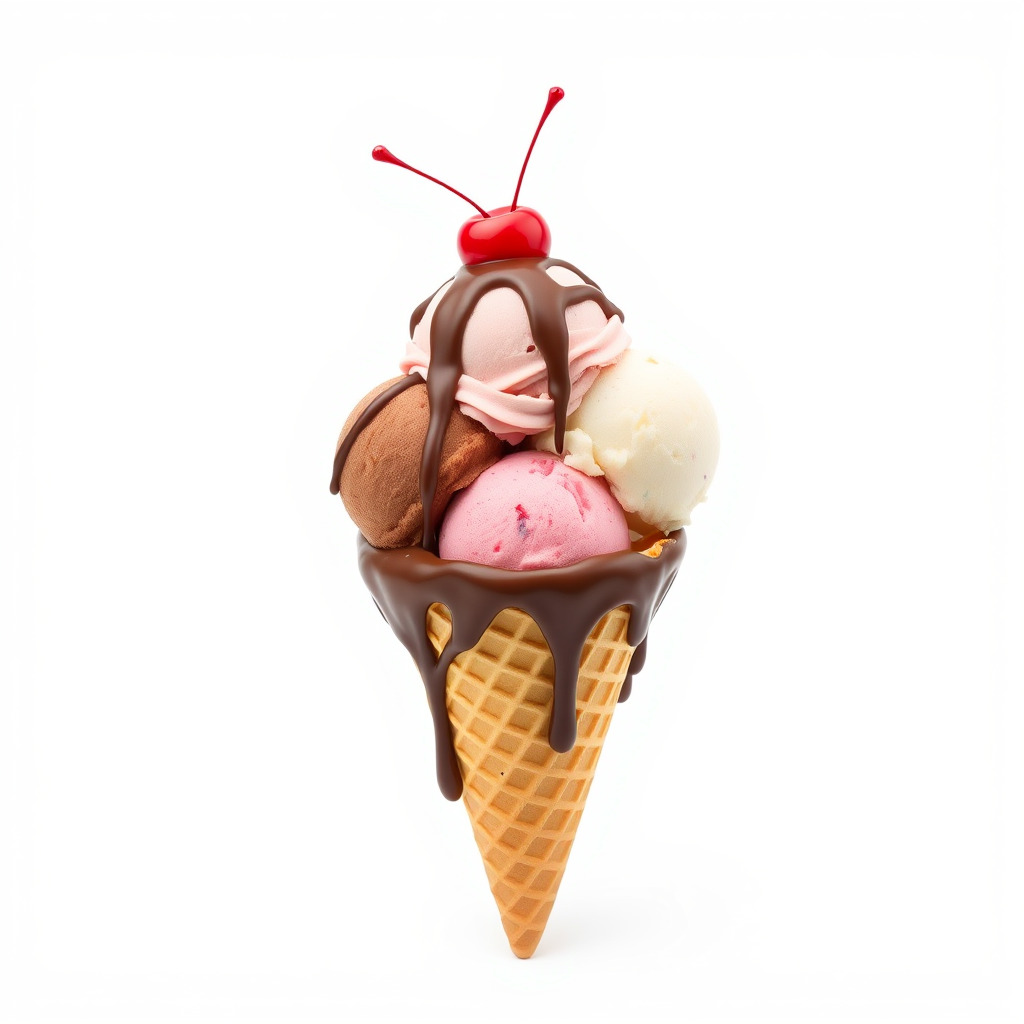 Triple Scoop Ice Cream Cone Model Pack Low-poly 3D model_4