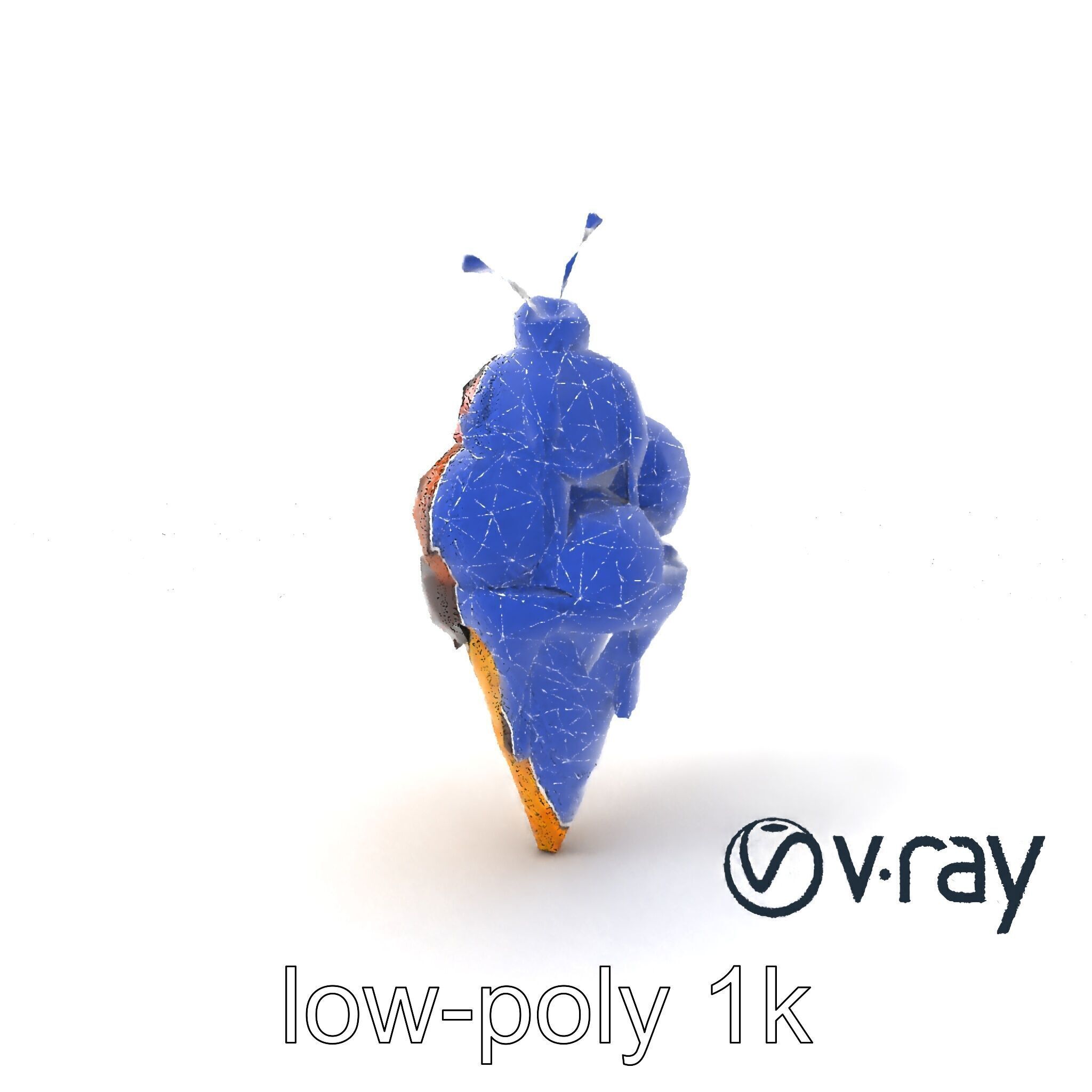 Triple Scoop Ice Cream Cone Model Pack Low-poly 3D model_7