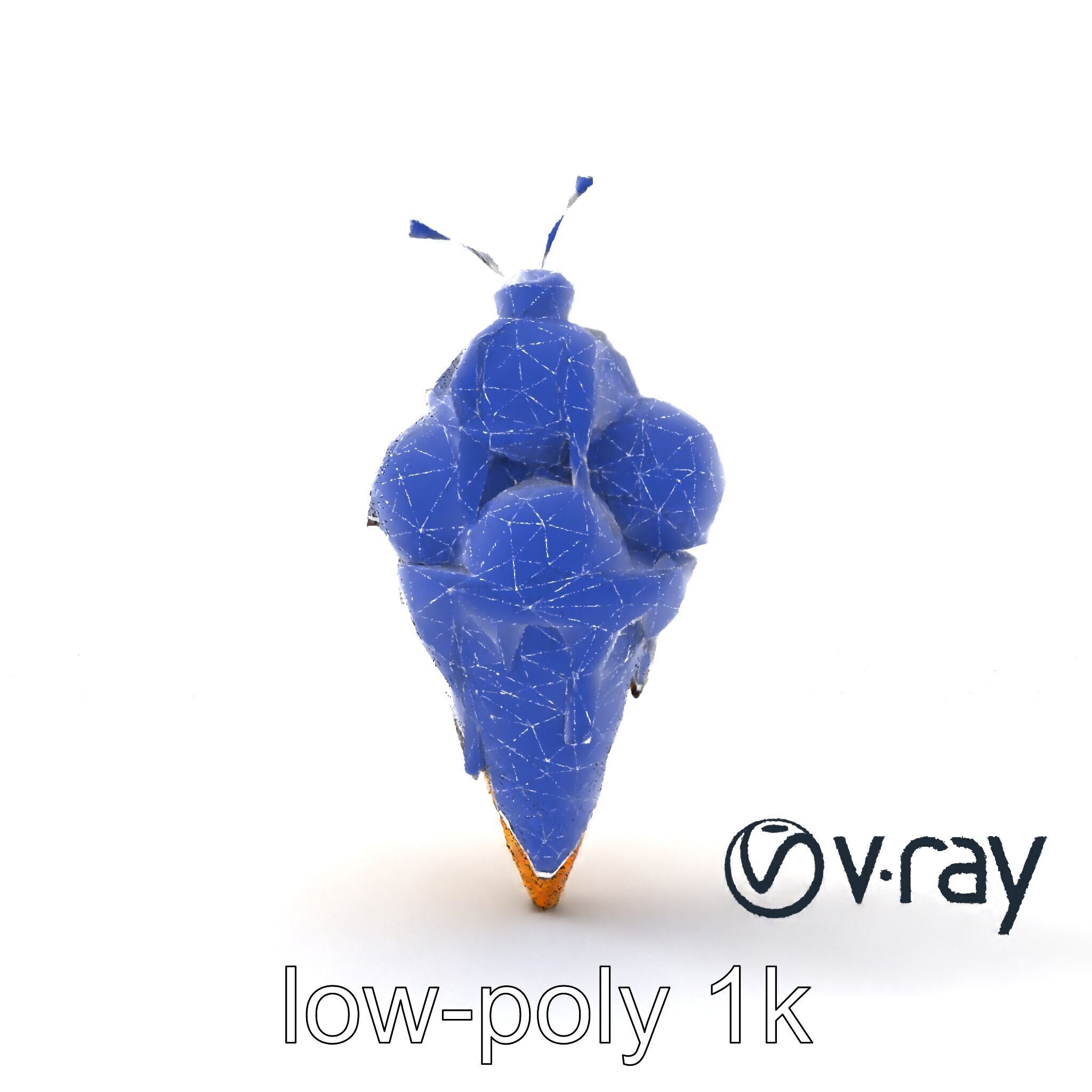 Triple Scoop Ice Cream Cone Model Pack Low-poly 3D model_31