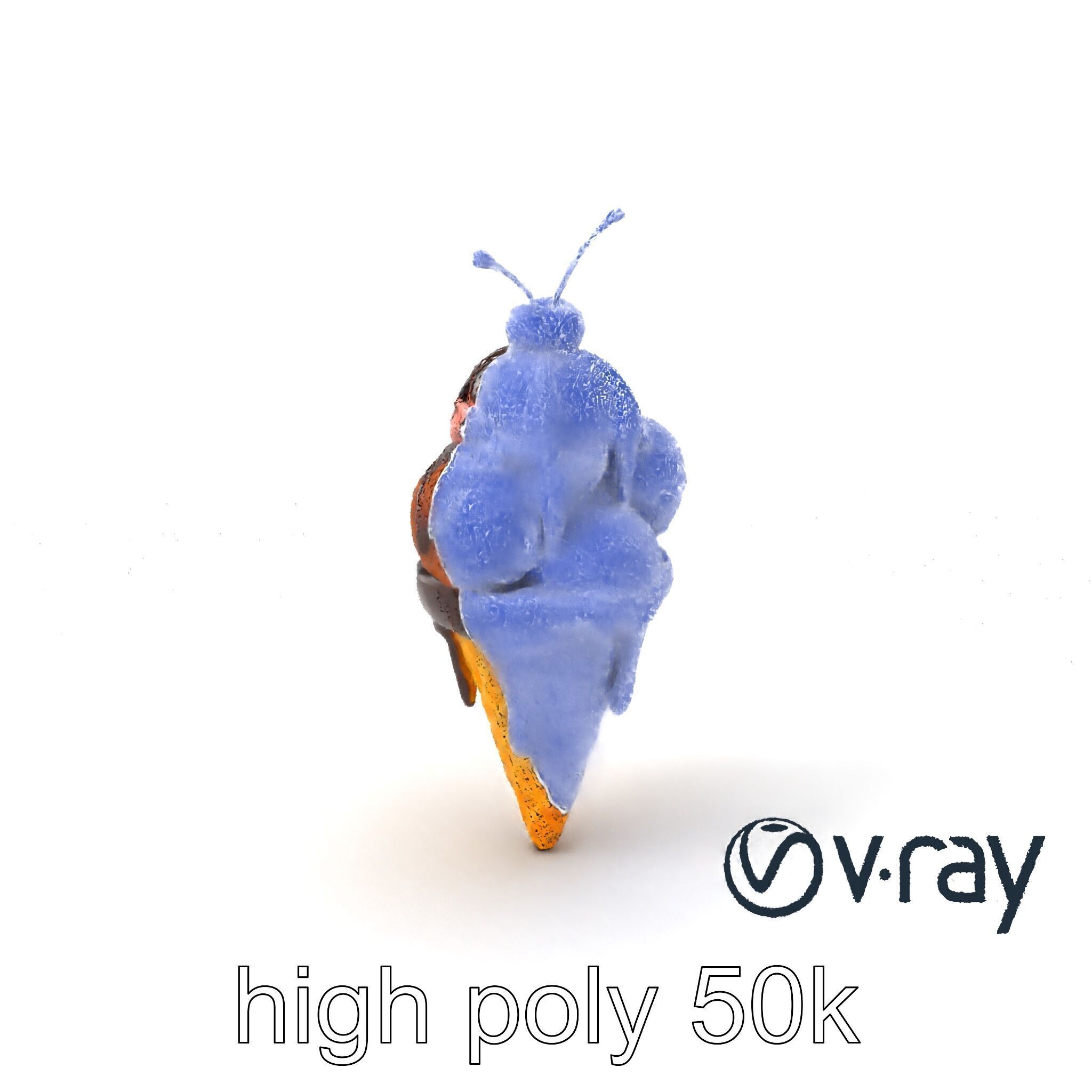 Triple Scoop Ice Cream Cone Model Pack Low-poly 3D model_10